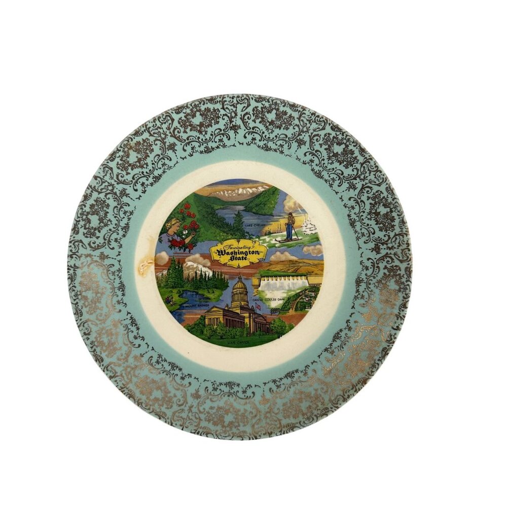 Homer Laughlin 1969 Fascinating Washington State Plate 10” Collectible USA